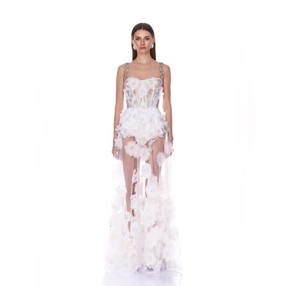 Bronx and Banco Dresses & Skirts - NWOT BRONX BANCO Anastasia Rosalie white Floral Sheer Corset Wedding Bridal Gown